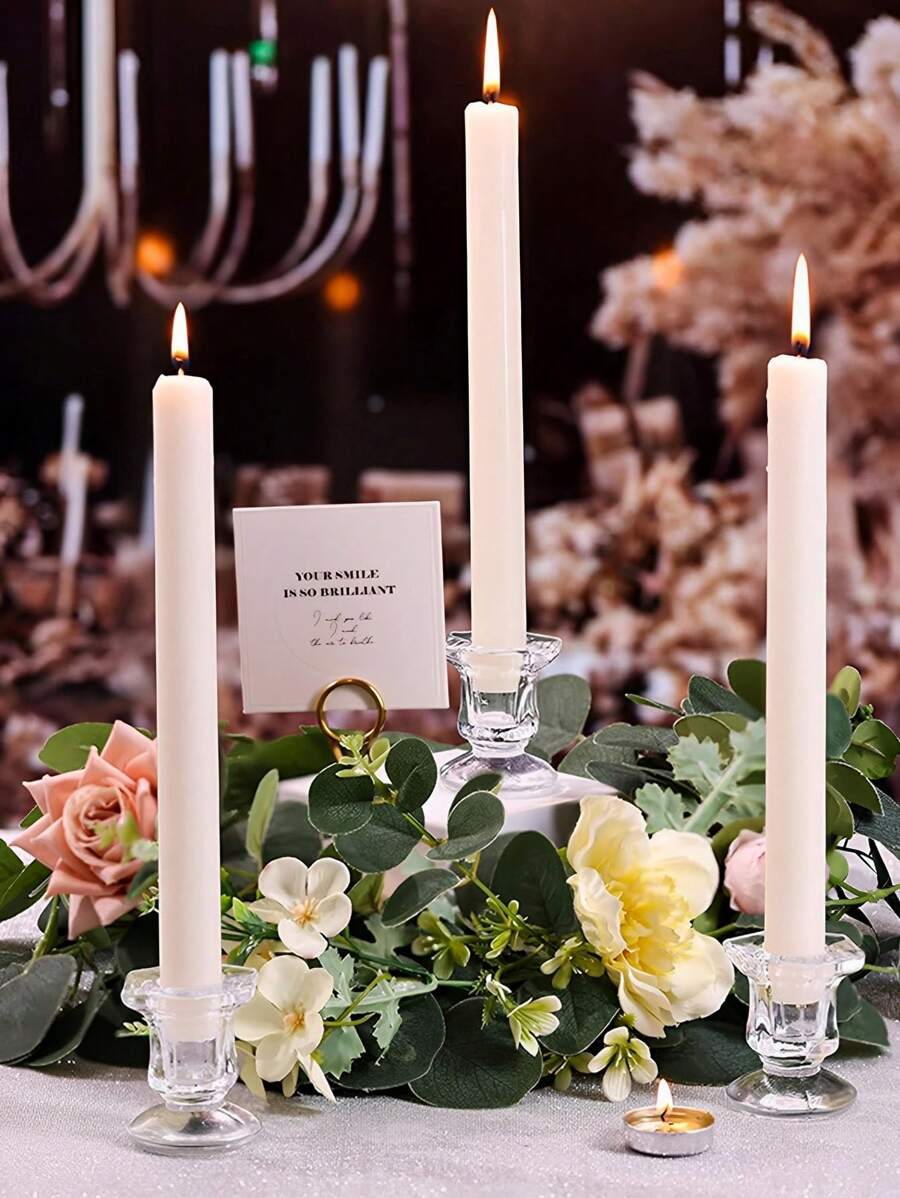 Bulk Candle Holders, Set Of 6 Clear Glass Candle Holders, Tapered Glass Candle Holders For Weddings, Halloween, Christmas, Table Centerpieces, Perfect Fall Home Decoration