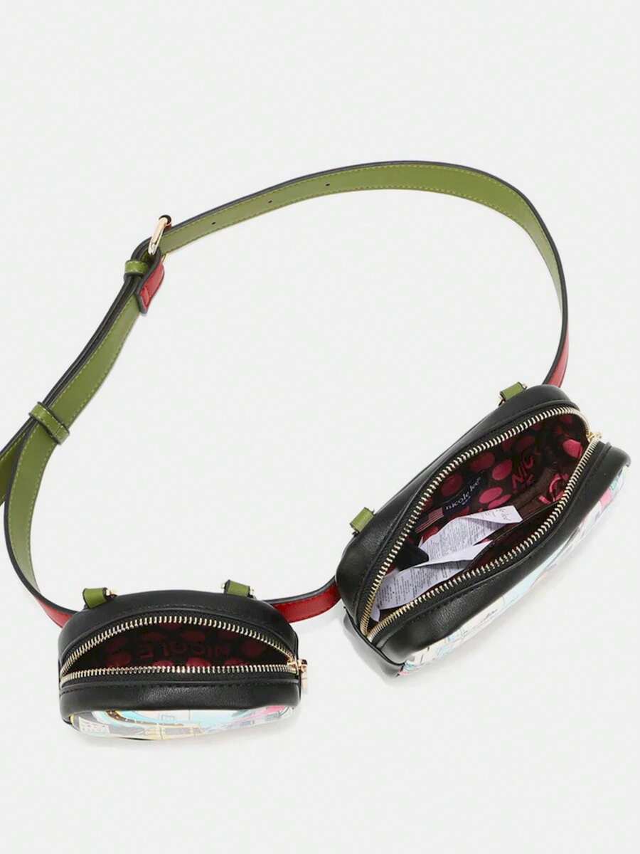 Women's Casual Fanny Pack Modern Double Pouch Belt Bag With CityThemed