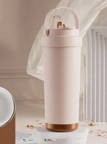 1pc High-Capacity, Stylish Ceramic Lined Double Wall Vacuum Insulated Water Bottle/Coffee Mug With Straw, Portable Back To School