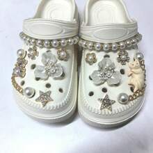 DIY 木屐装饰珍珠饰钉链、懒散的猫和水钻熊 - 金色 - 查看 2