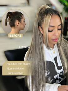 26 Inch Synthetic Straight Long Ponytail Hair Extensions, Clip-On Style, Heat Resistant, For Women - Two-Tone - View 4