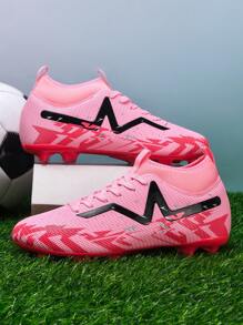 1 par de zapatos de fútbol, adecuados para partido y entrenamiento, diseño de media caña, suela blanda para césped y césped artificial, material de PU, con cordones, antideslizante, resistente al desgaste, zapatos de fútbol de color oliva, tacos AG, tacos FG, diseño ligero y de alto rendimiento antideslizante, botas de fútbol profesionales