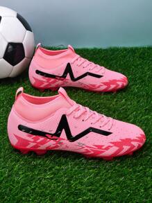 1 par de zapatos de fútbol, adecuados para partido y entrenamiento, diseño de media caña, suela blanda para césped y césped artificial, material de PU, con cordones, antideslizante, resistente al desgaste, zapatos de fútbol de color oliva, tacos AG, tacos FG, diseño ligero y de alto rendimiento antideslizante, botas de fútbol profesionales