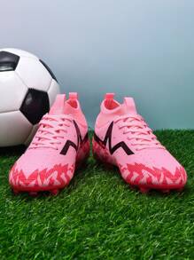 1 par de zapatos de fútbol, adecuados para partido y entrenamiento, diseño de media caña, suela blanda para césped y césped artificial, material de PU, con cordones, antideslizante, resistente al desgaste, zapatos de fútbol de color oliva, tacos AG, tacos FG, diseño ligero y de alto rendimiento antideslizante, botas de fútbol profesionales