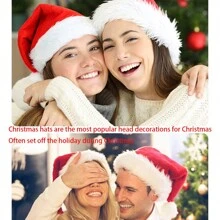 Mũ Giáng sinh, Đồ trang trí Giáng sinh, Mũ Giáng sinh nhung ngắn cao cấp, Đồ trang trí tiệc, Đồ đội đầu, Mũ Giáng sinh màu đỏ hoạt hình, Quà tặng Giáng sinh, Quà tặng nhỏ - Nhiều màu - Xem 12