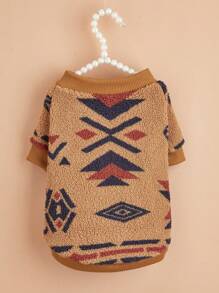 1pc Personalized Totem Pattern Pet Sweatshirt, Plush Hooded Pet Clothes For Cats And Dogs - Multicolor - View 1