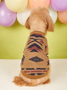 1pc Personalized Totem Pattern Pet Sweatshirt, Plush Hooded Pet Clothes For Cats And Dogs - Multicolor - View 3