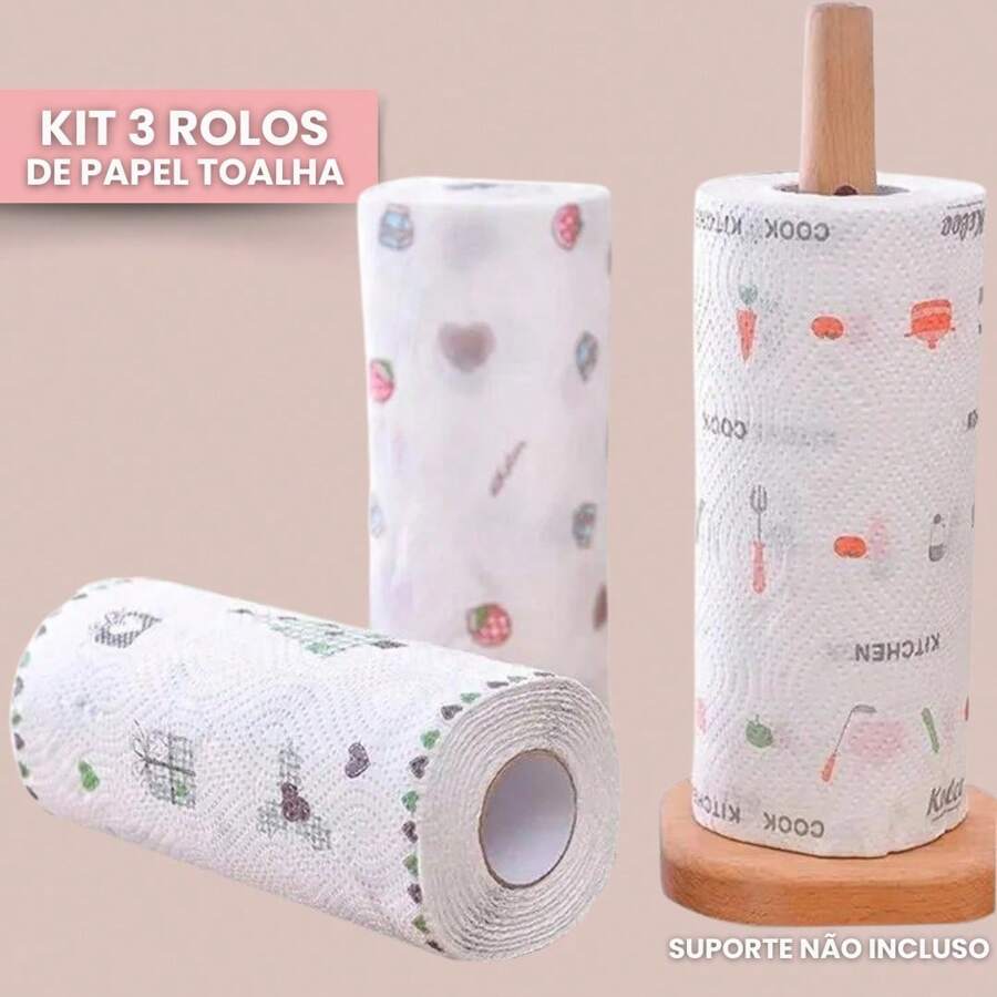Multipurpose Paper Towels Reusable Absorbent Decorated Kitchen Cleaning Practicality Roll - 套件 3 多彩滾筒 - 查看 1