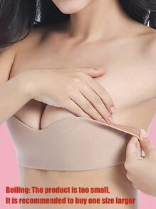 1pc Seamless Invisible Adhesive Silicone Nipple Covers, One Piece Natural Lift, Suitable For All Clothing, Christmas - Apricot - View 2