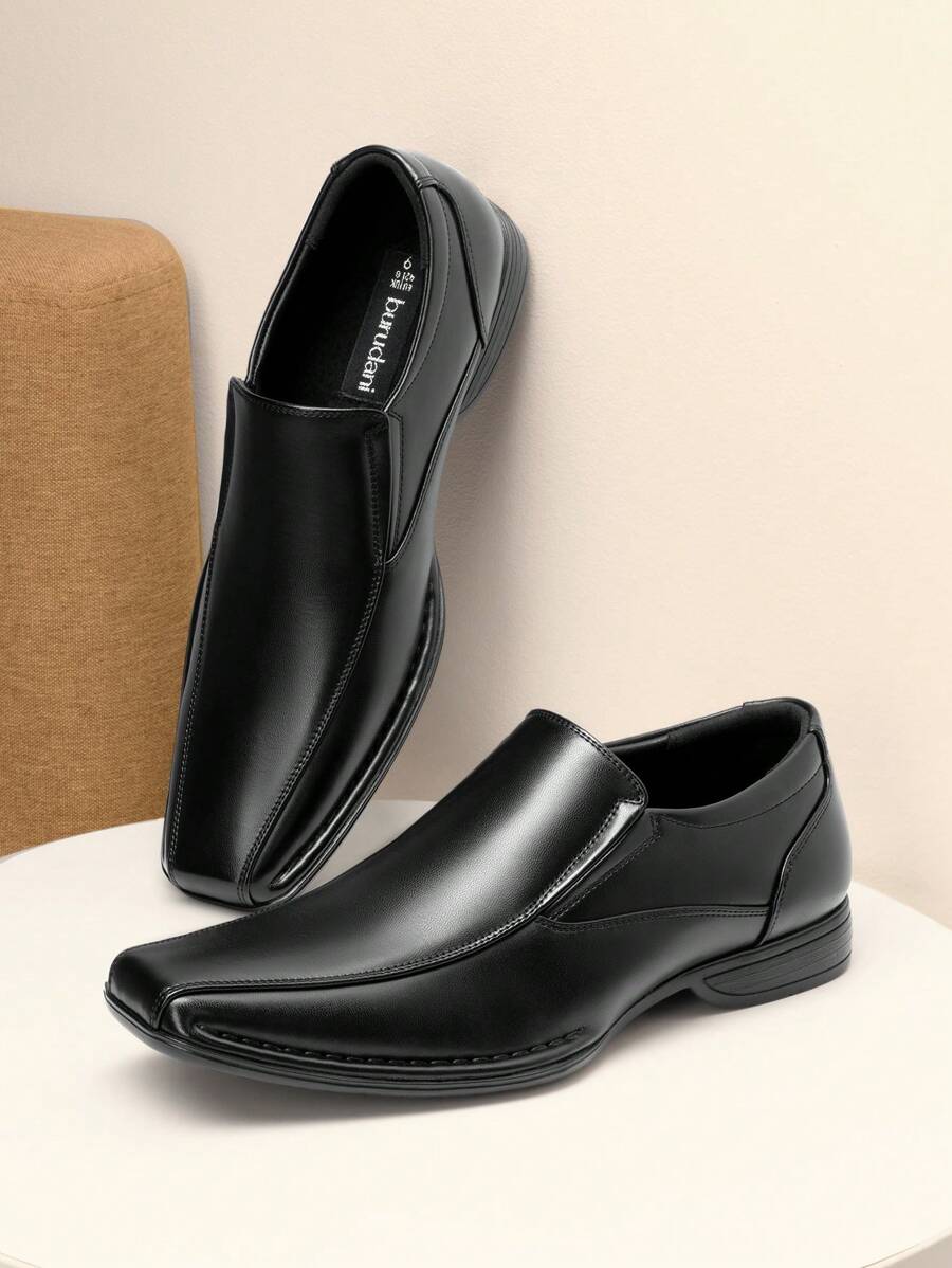 Men's Minimalist Simple Dress Loafers Shoes For Office Business - Black - View 1