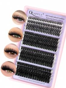 296pcs D Curl Fluffy Lash Clusters 40D+60D+80D+100D Thick Eyelash Clusters Wispy Individual Lashes 10-16mm Cluster Eyelash Extensions False Eyelashes DIY Flat Lash Extension By QUAFFLY - D - View 7