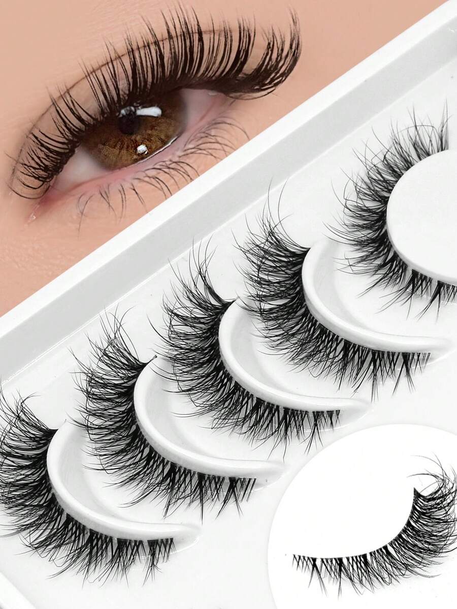 GROINNEYA 6 Cặp Lông Mi Giả Trong Suốt Mềm Mại Tự Nhiên Lông Mi Mắt Mèo Nối Dài Lông Mi Giả 3D Lông Chồn Trang Điểm (TH01) - Lông mi  mắt mèo - Xem 1