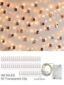 1 conjunto 2/5M Banner de Luz com Clipe de Foto, Decoração de Casamento, Decoração de Festa de Aniversário, Banner de Revelação de Gênero, Decoração de Festa de Festival para Casa, Melhores Presentes