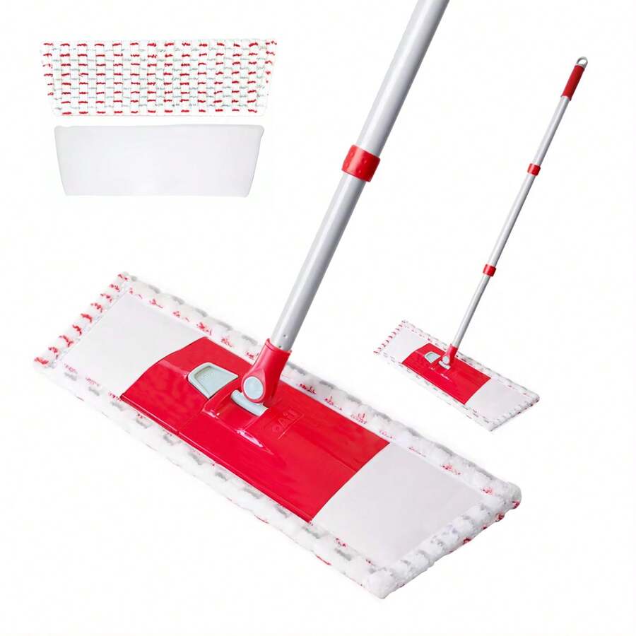 1Set, Flat Floor Mop With 2 Replacement Pads, Microfiber Floor Mop For