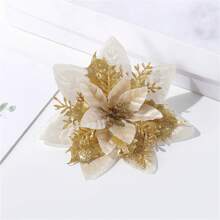 6 件套闪亮圣诞花、人造树装饰、夹子和杆、家庭和新年庆祝活动的 DIY 节日装饰、花艺手工材料、塑料材料 - 彩色 - 查看 12