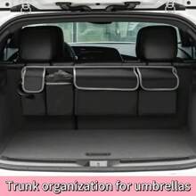 1pc Car Trunk Organizer Bag, Backseat Hanging Storage Bag, Suitable For SUV, Truck, MPV, Waterproof, Foldable Cargo Storage Bag With 4 Pockets - Black - View 5
