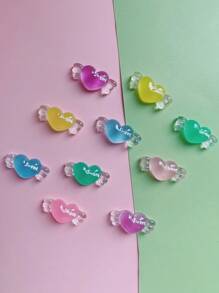 10 件彩色夜光心形 DIY 配件，适用于手机壳、珠宝、鞋子 - 彩色 - 查看 2