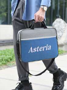 Spersonalizowana, haftowana torba do przechowywania laptopa, lekka teczka z wewnętrzną przegrodą, duża pojemność, modna torba na ramię do dojazdów do pracy, biznesowa torba na komputer, oficjalna torba do dojazdów do pracy w blokach kolorów