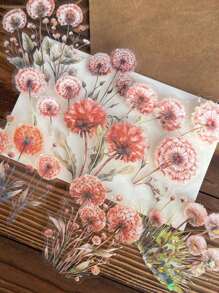 10 张/包复古大尺寸贴纸套装：蒲公英、贝壳光泽、闪光效果，适用于日记、剪贴簿、装饰和 DIY - 彩色 - 查看 16