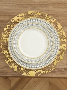 5/10/20 件/套一次性圆形餐垫，13 英寸（约 33.0 厘米）金箔压制网格设计秋季桌垫，适用于餐桌、婚礼、生日派对、家居装饰 - 彩色 - 查看 13