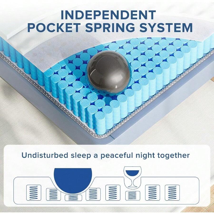 Mattress, Medium Firm Hybrid Mattress With Bamboo Charcoal Gel Memory