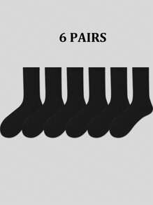 6 đôi/10 đôi Tất dài đến bắp chân sọc dọc trơn Unisex, Đen & Trắng, Tất thể thao thường ngày thoải mái, đơn giản & đa năng, Mùa thu/Đông - Nhiều màu - Xem 8