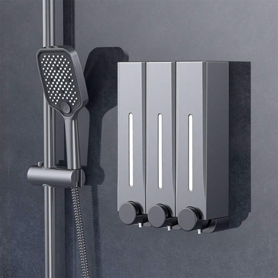 升级版皂液器，建议与水一起使用以防止堵塞。无孔皂液器、洗发水、沐浴露分配器、洗手液容器，适用于浴室、卫生间、酒店、厨房、浴室收纳和储物 - 多色 - 查看 1