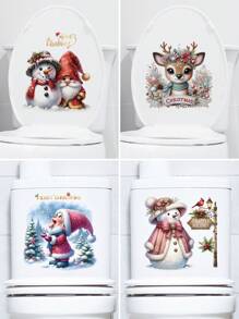 1 件圣诞雪花圣诞老人墙壁背景贴纸，圣诞老人商店橱窗玻璃墙贴，驯鹿圣诞贴纸房间装饰家居装饰墙壁装饰墙贴贴纸客厅装饰圣诞装饰圣诞装饰