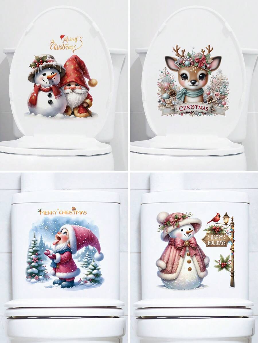 1 件圣诞雪花圣诞老人墙壁背景贴纸，圣诞老人商店橱窗玻璃墙贴，驯鹿圣诞贴纸房间装饰家居装饰墙壁装饰墙贴贴纸客厅装饰圣诞装饰圣诞装饰