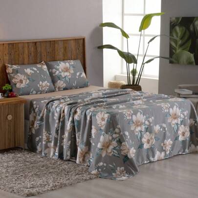 Jogo de Lençol King 4 Pçs 400 Fios Estampado