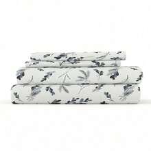 Gray Fashion 4PC Cozy Flannel Bed Sheet Set Ultra Soft 100% Cotton - Thực vật - Xám nhạt - Xem 2