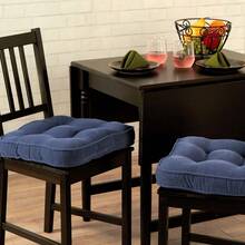 17 X 15 In. Indoor Chair Cushion, Set Of 2The Durable Microfiber Fabric Is Both Water And Stain-Resistant Making Them Ideal For A Kitchen Setting - vải denim - Xem 2