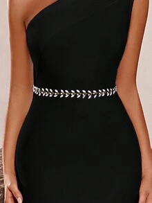 1 chiếc thắt lưng trang trí đính đá tối giản, phụ kiện dây thắt lưng thanh lịch cho phụ nữ, màu vàng ngắn cho trang phục hàng ngày - vàng ngắn - Xem 8