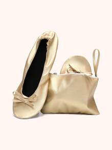Women's Ballet Shoes, Simple Elastic Band Flat Shoes, Casual Soft And Comfortable Flat Shoes, Dance Shoes, Women's Portable Foldable Ballet Flat Shoes, Roll-Up Travel Slippers
