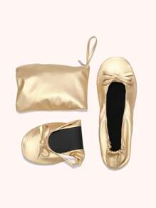 Women's Ballet Shoes, Simple Elastic Band Flat Shoes, Casual Soft And Comfortable Flat Shoes, Dance Shoes, Women's Portable Foldable Ballet Flat Shoes, Roll-Up Travel Slippers