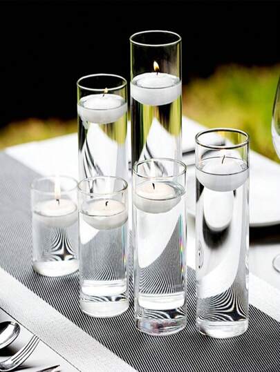 16-częściowy przezroczysty szklany świecznik, cylindryczny szklany wazon do dekoracji stołu, artystyczna kompozycja kwiatowa i centralne elementy przyjęcia weselnego, dekoracja wnętrz