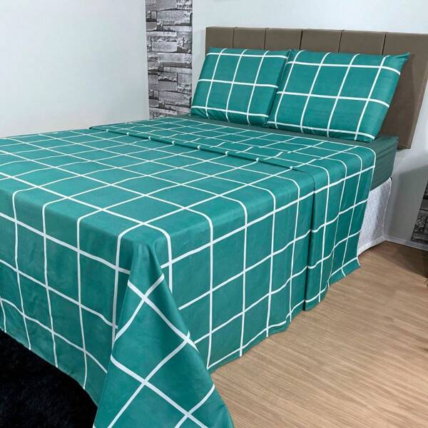 Jogo de Lençol Queen 4 Pçs 400 Fios Estampado