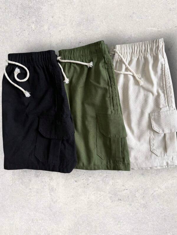 Kit 3 Bermudas Cargo em Linho Premium