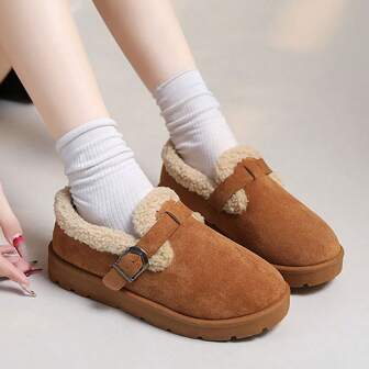 流行加厚雪地一脚蹬乐福鞋学生户外鞋防滑软底时尚保暖雪地靴