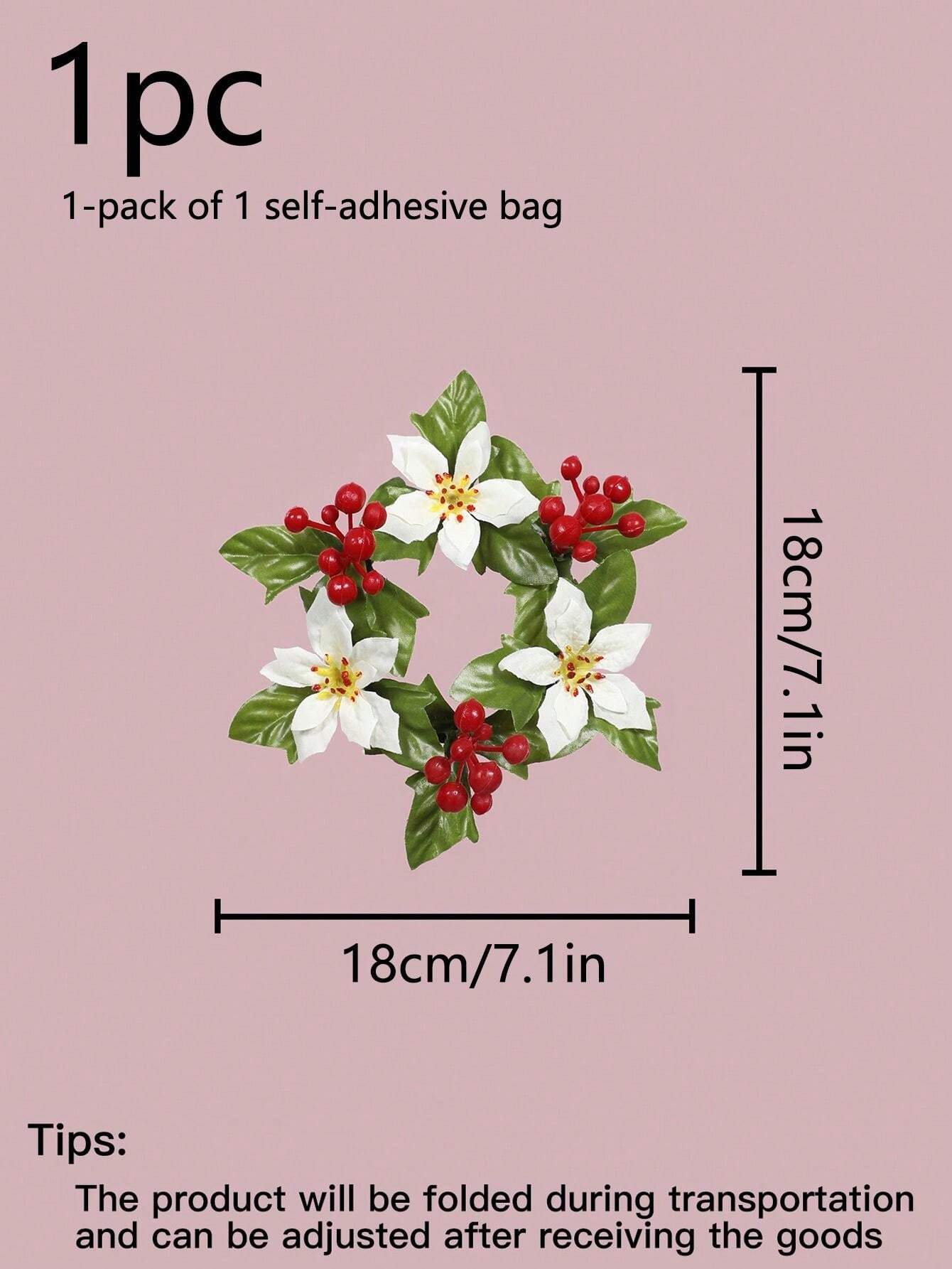 1pc Artificial Mini Christmas Berry Wreath Elegant Tabletop