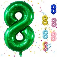 全新 32 英寸 0-9 数字生日气球，绿色、白色、紫色、银色、黑色、玫瑰金、薄荷蓝、粉色、渐变色生日周年派对装饰铝箔气球 - 綠色 - 查看 9