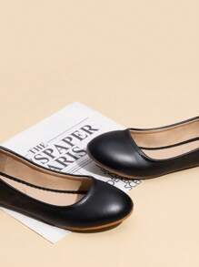 Women's Solid Color Flat Shoes Comfy Slip On Soft Sole Shoes Casual All-Match Ballet Flats - Black - View 10