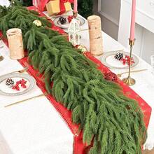 1PC Artificial Christmas Garland Ivy Vine Seasonal Pine Needles Cypress Garland Greenery Plant For Xmas Home Christmas Winter Xmas Tree Rattan Decoration Artificial Wreath Home Decor Christmas Decorations Room Decor