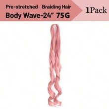 1 包法式卷发编织发 Halo Hair 24 英寸蓬松波浪弹力编织发预拉伸 75g/包 Yaki 卷发编织发钩针编织发 女士 Halo 接发 新年巴黎风假发