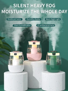 超静音大容量雾化加湿器 USB 供电 - 非常适合卧室和办公桌加湿器、家用卧室加湿器，适合作为情侣、男朋友/女朋友的情人节礼物 - 彩色 - 查看 2