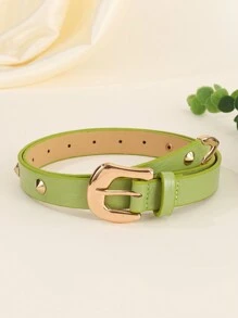 1 Pc Women's Luxury Casual Multi-Color Rivet Crocodile Grain Leather Belt, Versatile Daily Accessory