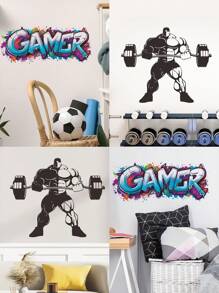 mama look 1 件/2 件 25*60cm/9.84*23.62 英寸 30*60cm/11.81*23.62 英寸 游戏和举重运动员墙贴适用于客厅和卧室贴纸装饰可移除 PVC 贴花房间墙壁 DIY 壁画、涂鸦贴纸、贴纸、春季装饰物品刷新您的家、拉玛装饰贴纸趣味贴纸个性化贴纸剪贴簿用品剪贴簿 - 彩色 - 查看 15