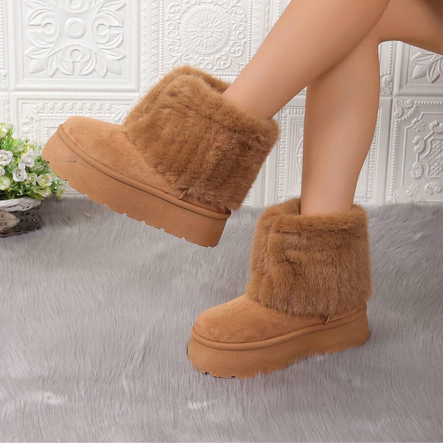 2025 Winter New Style Plush Ankle Boots, Fashionable Snow Boots (Transfer Included) - Camel - View 1