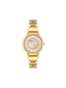 Anne Klein Gold Watches For Women With Gold-Tone Hands And Roman Numerals,Women's Bracelet Watch,AK/2158BHGB