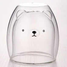 1pc, Cute Animal Mug, Double-Layer Insulated Glass Espresso Cup, Kawaii Cup, Coffee Cup, Teacup, Latte Milk Cup, Cappuccino, Americano, Tea, Beverage, Valentine's Day, Cartoon Double-Layer Glass Cup, Coffee Milk Cup, Creative Glass Bear Cup, Household Juice Drink Cup - Multicolor - View 17